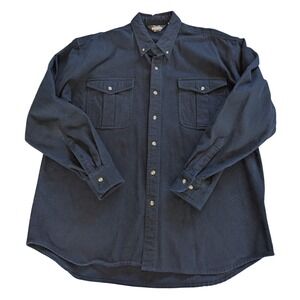 Guide Gear Mens XLT Tall Thick Flannel Shirt Navy Blue Cotton Button Work Shirt